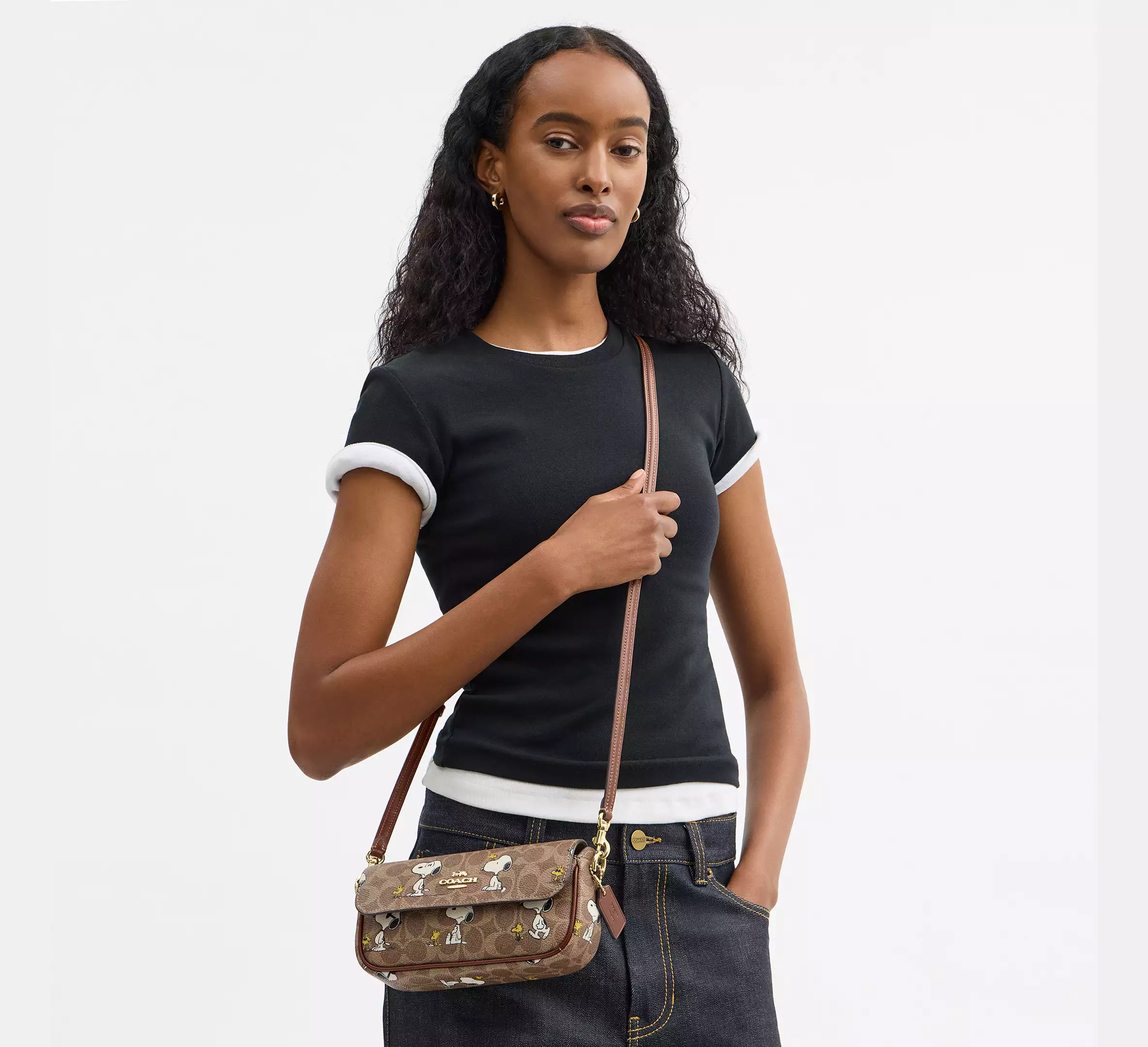 Peanuts Hailey Flap Bag in Signature Canvas with Snoopy Print