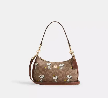 Peanuts Signature Canvas Shoulder Bag With Snoopy Print