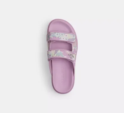 Two Band Sport Slide With Floral Print