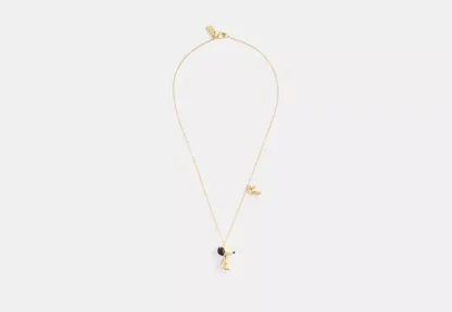 Coach X Peanuts Snoopy And Woodstock Pendant Necklace