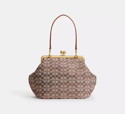 Large Kisslock Frame Bag In Crystal Signature Jacquard