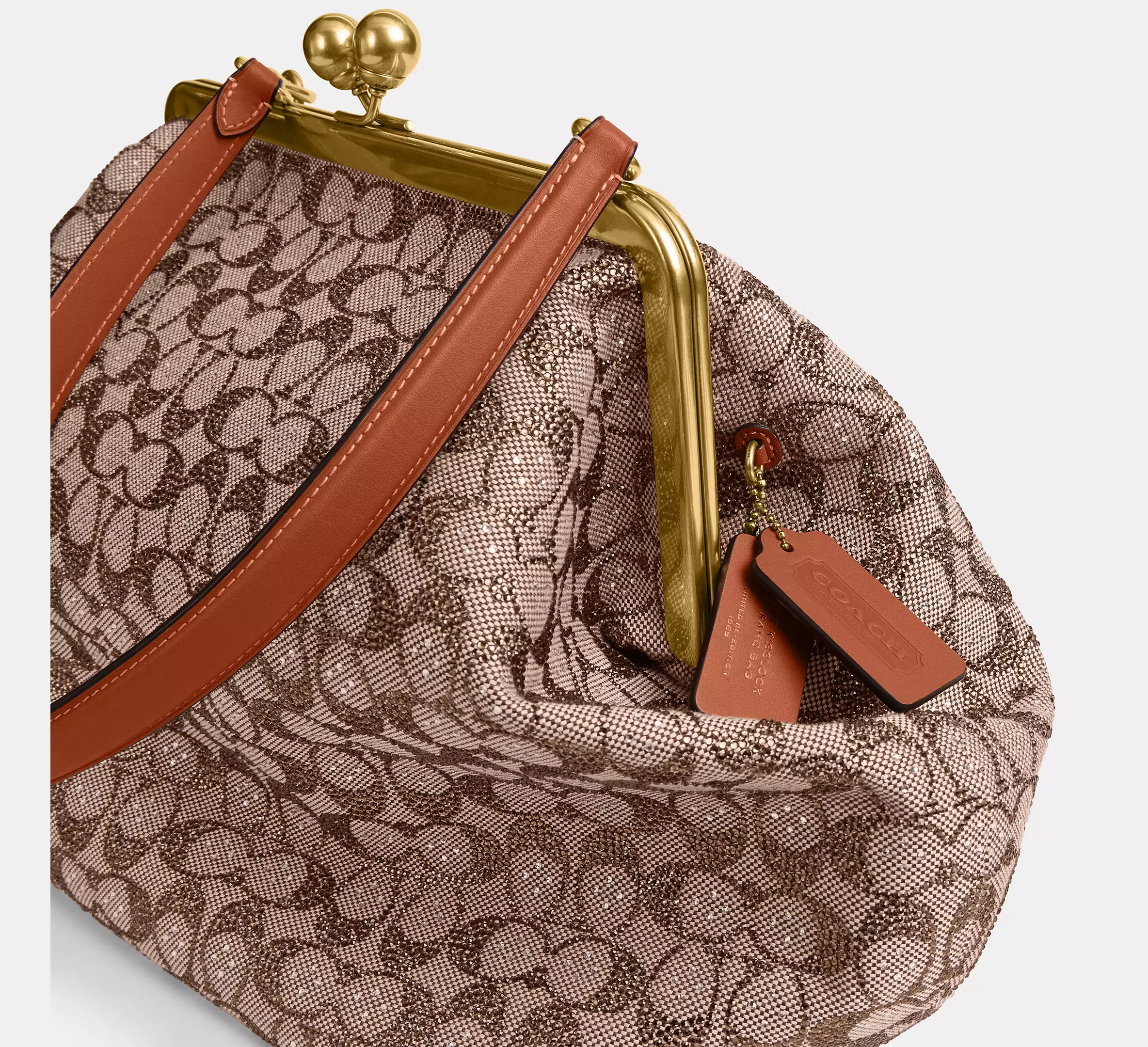 Large Kisslock Frame Bag In Crystal Signature Jacquard