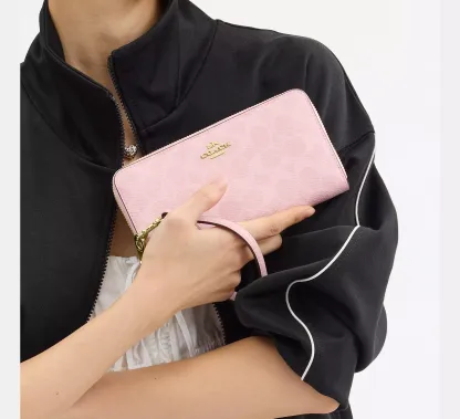 Long Zip Around Wallet In Signature Canvas