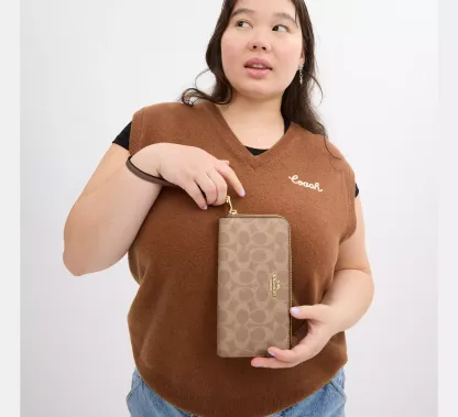 Long Zip Around Wallet In Signature Canvas