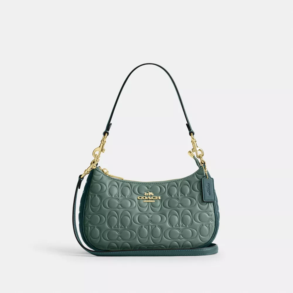 Teri Shoulder Bag In Blocked Signature Leather
