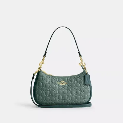 Teri Shoulder Bag In Blocked Signature Leather