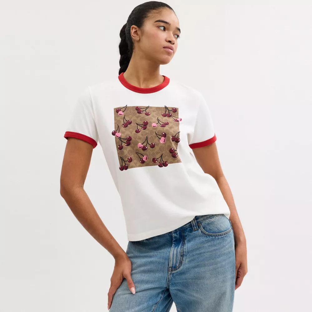  Signature Square Cherry T Shirt In Organic Cotton