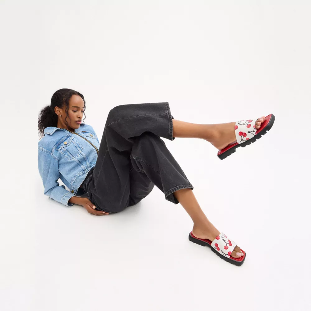 Florence Sandal With Cherry Print