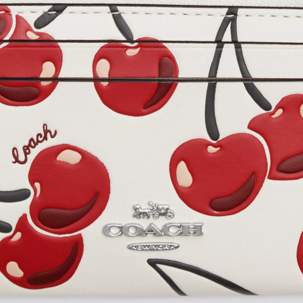 Mini Skinny Id Case With Cherry Print