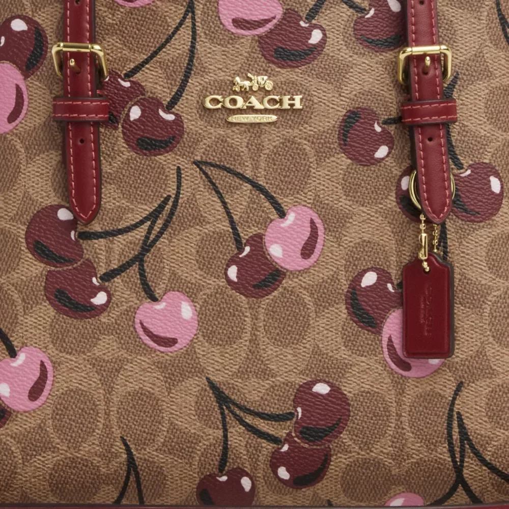 Mollie Tote Bag 25 In Signature Canvas With Cherry Print