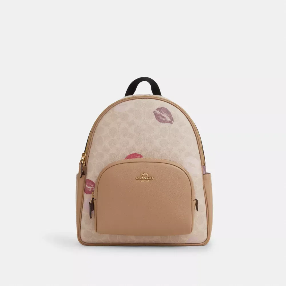 Court Backpack In Signature Canvas With Lips Print