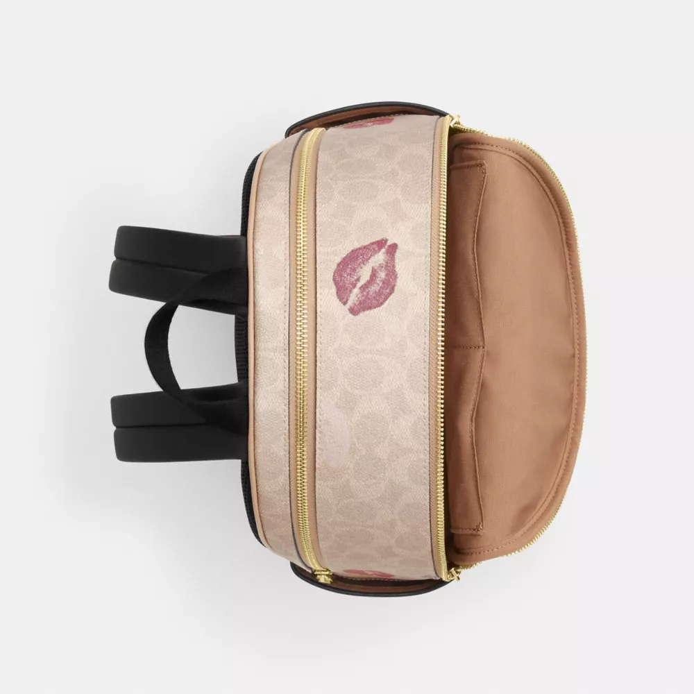 Court Backpack In Signature Canvas With Lips Print