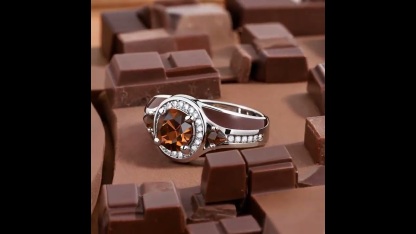 Sotiya Halo Round Cut Coffee Enamel Engagement Ring Sterling Silver