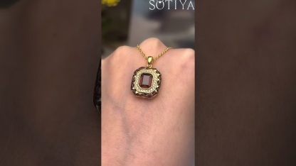 Sotiya Leopard Print Halo Coffee Emerald Cut Enamel Necklace Sterling Silver