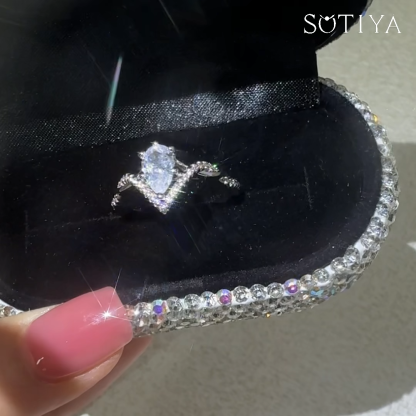 Sotiya Pear Cut V-Shaped Engagement Ring Sterling Silver