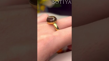 Sotiya Coffee Bean Enamel Cocktail Ring Sterling Silver