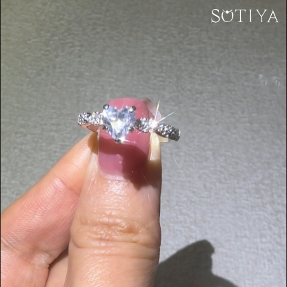 Sotiya Twist Heart Cut Engagement Ring Pave Setting Sterling Silver