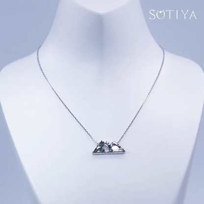 Sotiya Mountain Design Green Moss Agate Necklace Sterling Silver