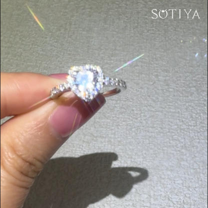 Sotiya Halo Heart Cut Engagement Ring Sterling Silver