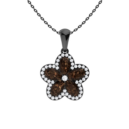 Sotiya Coffee Oval Cut Flower Halo Necklace Sterling Silver-Sotiya