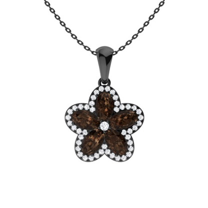 Sotiya Coffee Oval Cut Flower Halo Necklace Sterling Silver-Sotiya