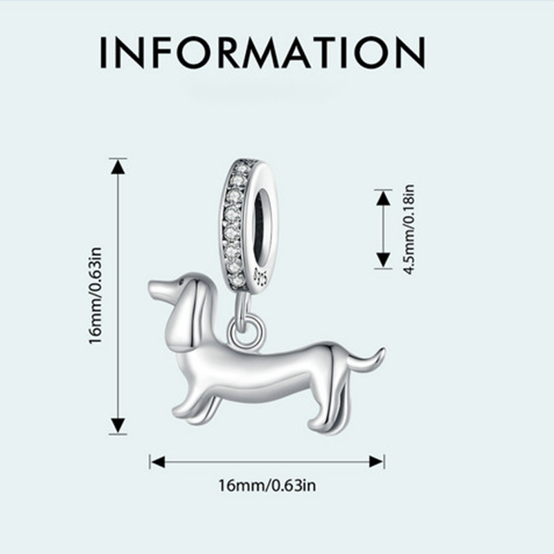 Sotiya Cute Dachshund Dog Dangle Charm Pendant Sterling Silver-Sotiya