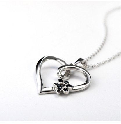 Sotiya Twist Heart with Pet Dog Cat Paw Necklace Sterling Silver-Sotiya