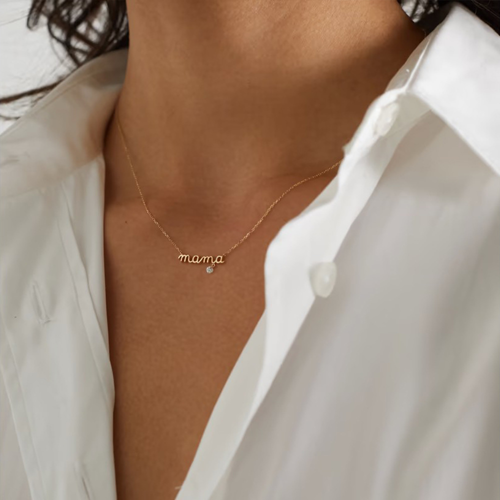 Sotiya Polished Letter Mama Necklace Sterling Silver-Sotiya