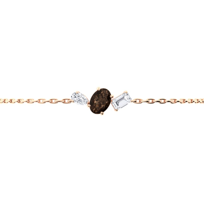 Sotiya Toi et Moi Coffee Oval, Pear and Emarald Cut Three Stone Bracelet Sterling Silver-Sotiya