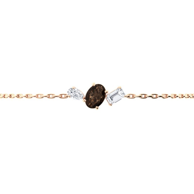 Sotiya Toi et Moi Coffee Oval, Pear and Emarald Cut Three Stone Bracelet Sterling Silver-Sotiya