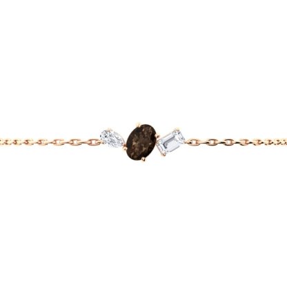 Sotiya Toi et Moi Coffee Oval, Pear and Emarald Cut Three Stone Bracelet Sterling Silver-Sotiya