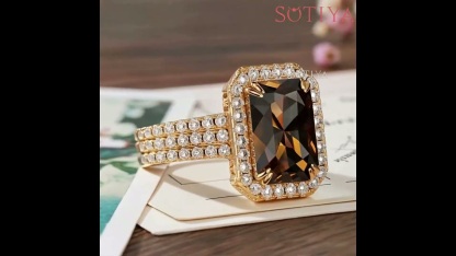 Sotiya Halo Radiant Cut Coffee Engagement Ring Sterling Silver