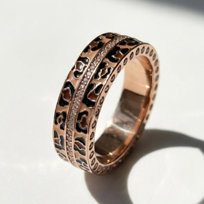 Sotiya Leopard Print Coffee Unisex Eternity Ring Sterling Silver-Sotiya