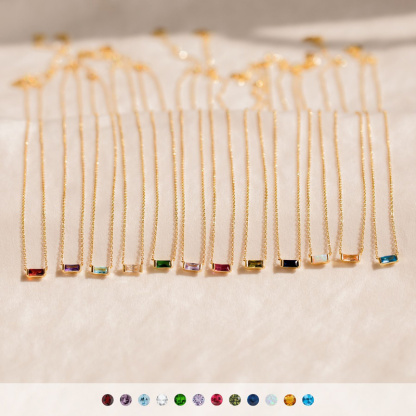 Sotiya 12 Birthstones Emerald Cut Necklace Sterling Silver-Sotiya