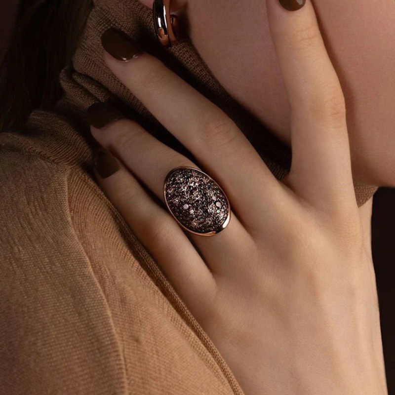 Sotiya Wide Band Coffee Cocktail Ring Sterling Silver-Sotiya