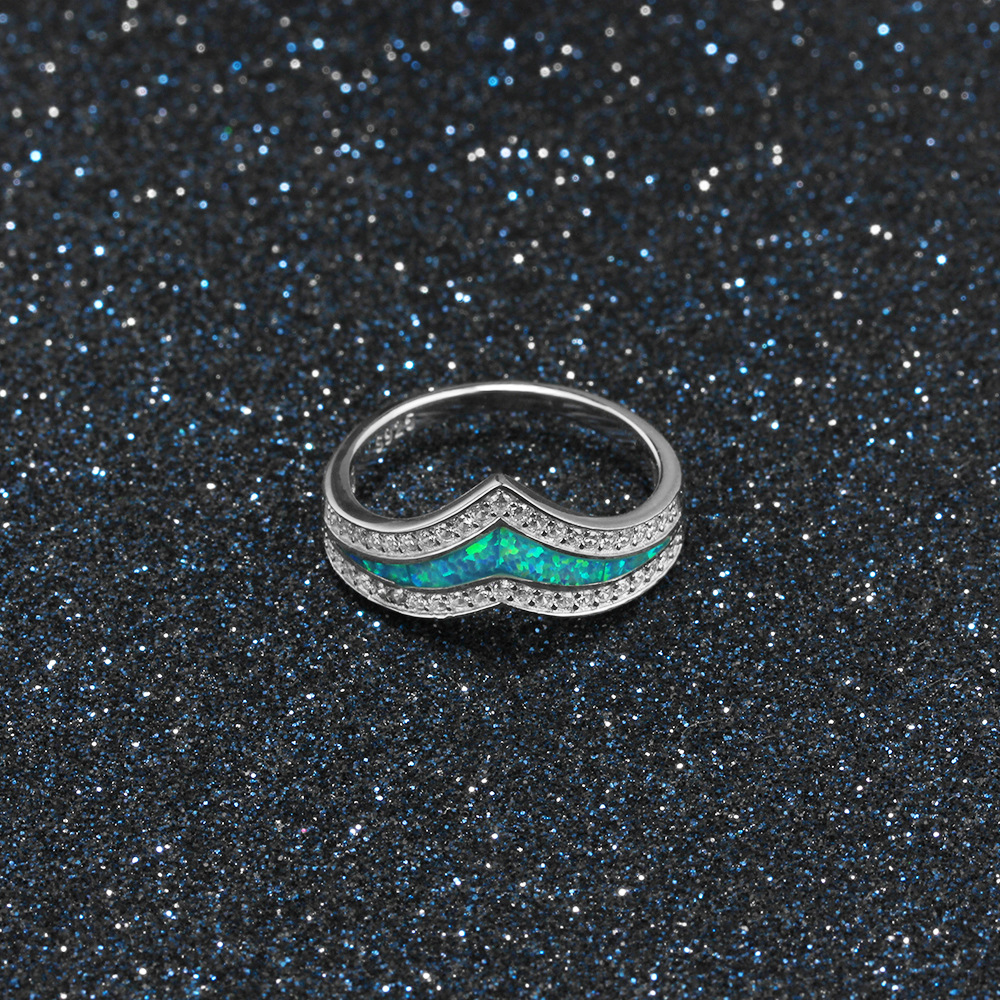 Sotiya Round Cut Opal Contour Band Women's Wedding Ring Sterling Silver-Sotiya
