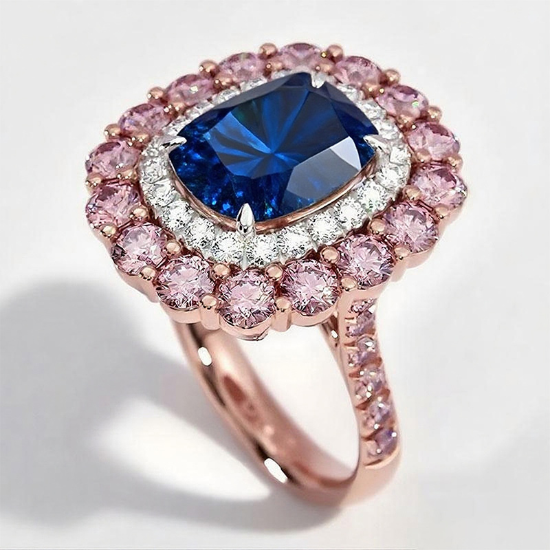 Sotiya Cathedral Cushion Cut Multi Colored Engagement Ring Sterling Silver-Sotiya