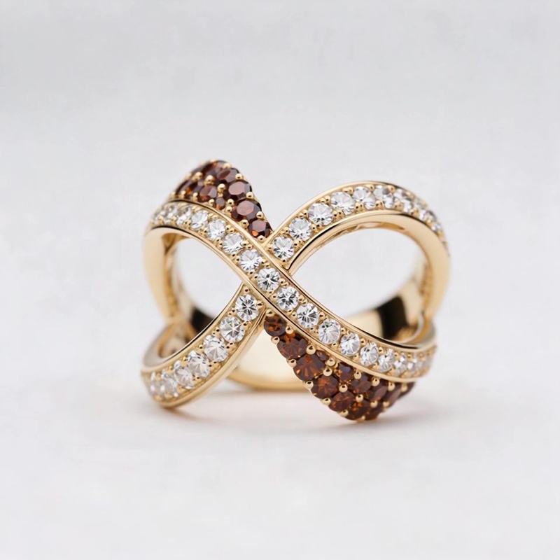 Sotiya Cross Knot Coffee Cocktail Ring Sterling Silver-Sotiya