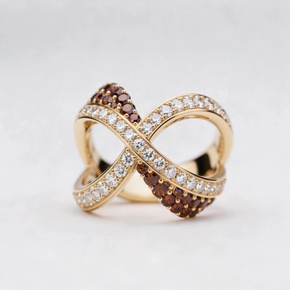 Sotiya Cross Knot Coffee Cocktail Ring Sterling Silver-Sotiya