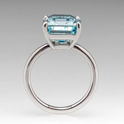 Sotiya Solitaire Emerald Cut Aquamarine Engagement Ring Sterling Silver-Sotiya