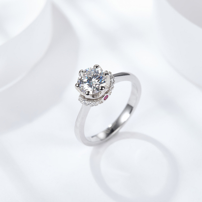 Sotiya Round Cut Moissanite Engagement Ring Sterling Silver-Sotiya