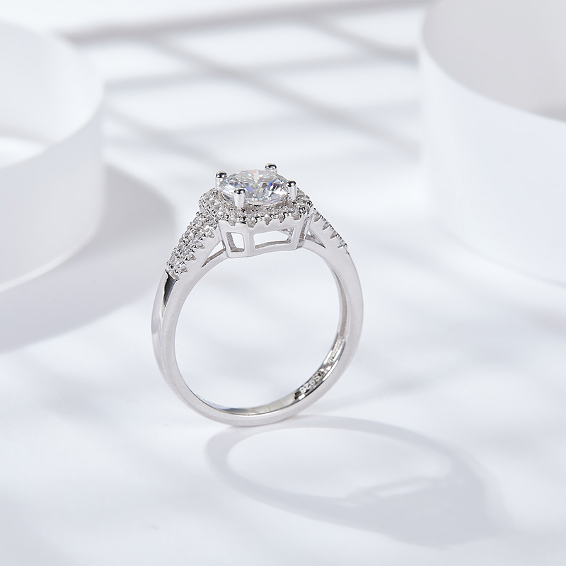 Sotiya Squircle Shaped Halo Round Cut Engagement Ring Sterling Silver-Sotiya