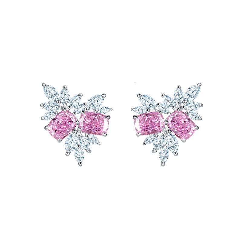 Sotiya Cluster Radiant Cut Stud Earrings High-carbon Zircon Sterling Silver-Sotiya