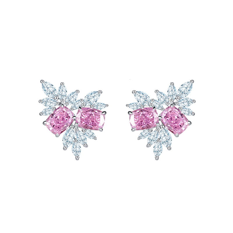 Sotiya Cluster Radiant Cut Stud Earrings High-carbon Zircon Sterling Silver-Sotiya