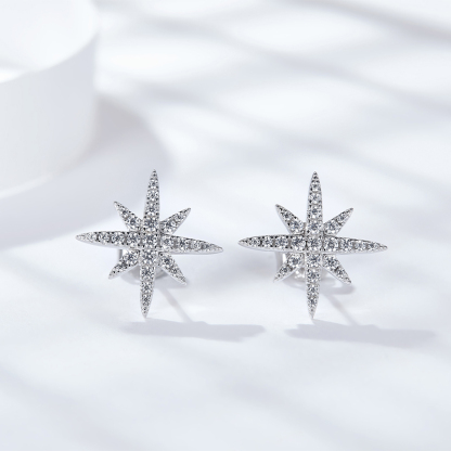 Sotiya Star Round Cut Moissanite Stud Earrings Sterling Silver-Sotiya