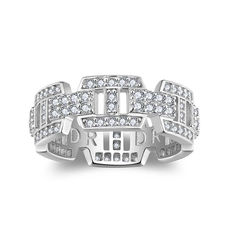 Sotiya Pave Chain Moissanite Women's Wedding Ring Sterling Silver-Sotiya