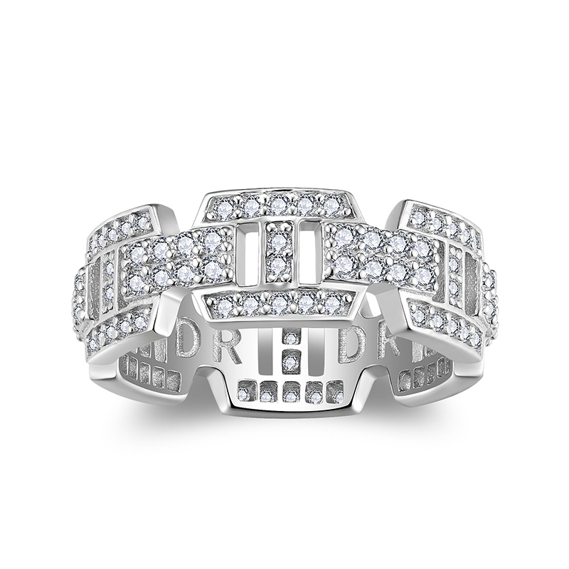 Sotiya Pave Chain Moissanite Women's Wedding Ring Sterling Silver-Sotiya