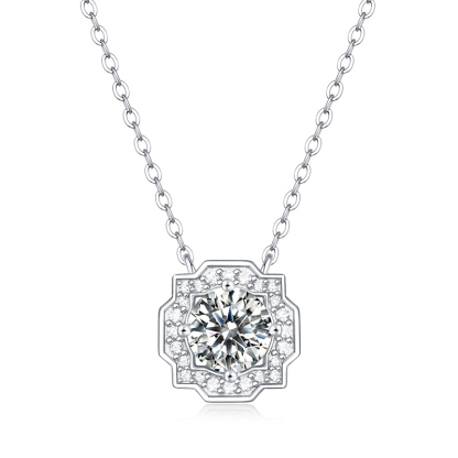 Sotiya Belle Geometry Round Cut Moissanite Necklace Sterling Silver-Sotiya