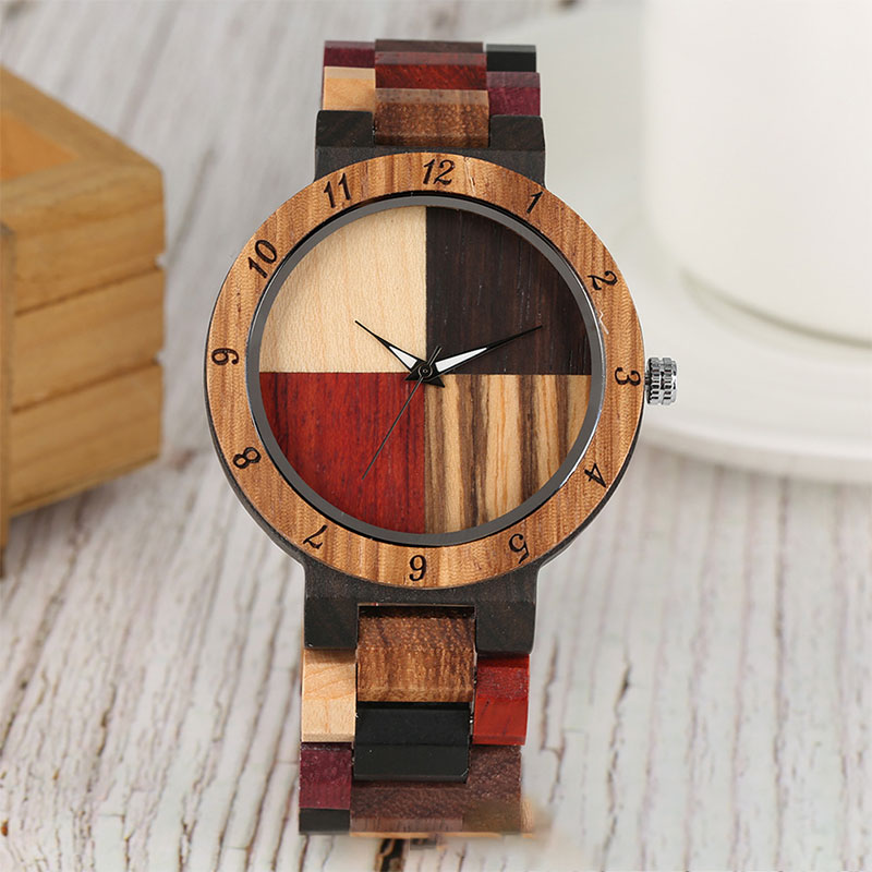 Sotiya Colorful Four-color Splicing Dial Couple's Wooden Watch-Sotiya