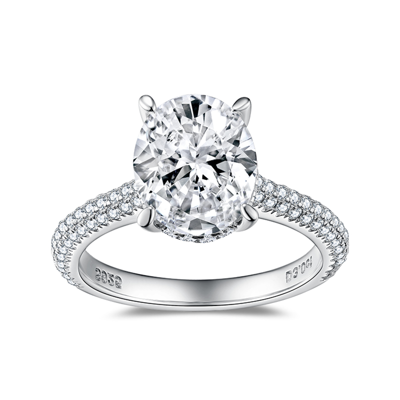 Sotiya Cathedral Hidden Halo Oval Cut Moissanite Engagement Ring Sterling Silver-Sotiya